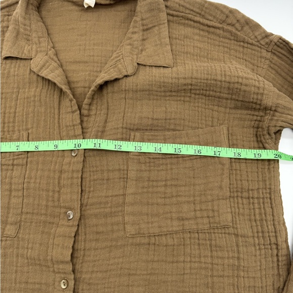 Eileen Fisher Women's Brown Gauzy Button Down Shirt, XS - Picture 3 of 7